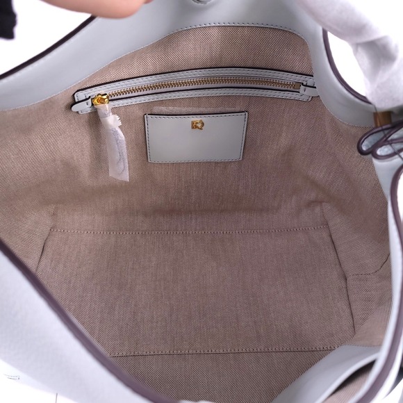 Donna Karan Glenwood Shoulder Leather Bag Slouchy Tassel Frost Blue Large Purse - Picture 9 of 13